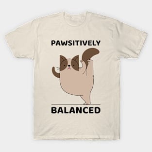 Pawsitively Balanced | Funny Cat Yoga T-Shirt